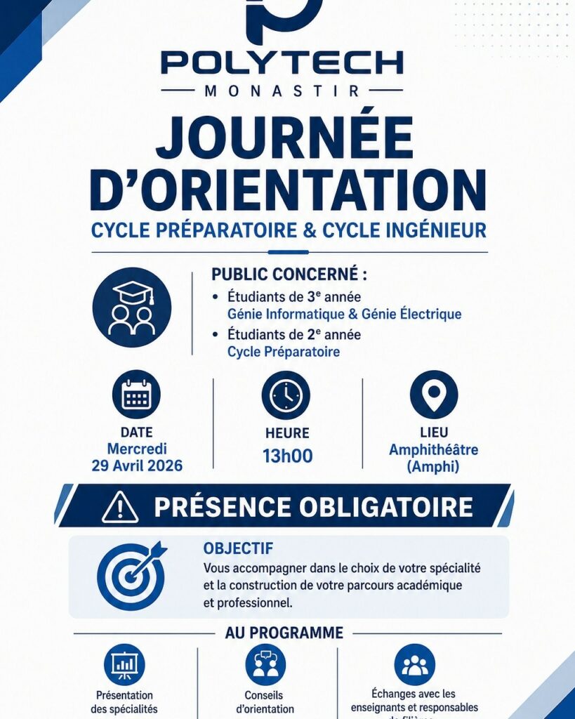 JOURNÉE D’ORIENTATION – POLYTECH MONASTIR
