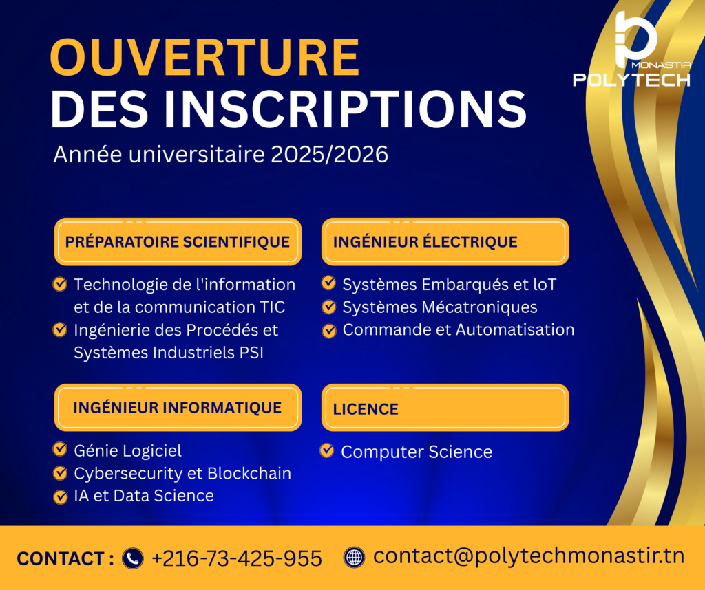 ouverture d'inscription polytech monastir